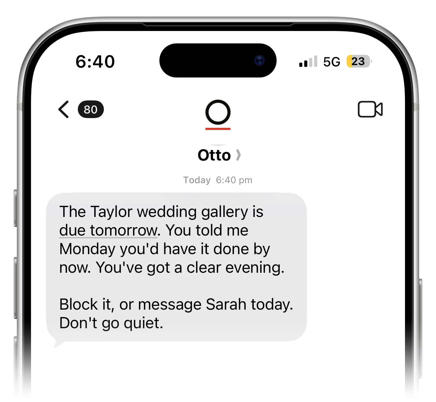 Otto texting a creatives example