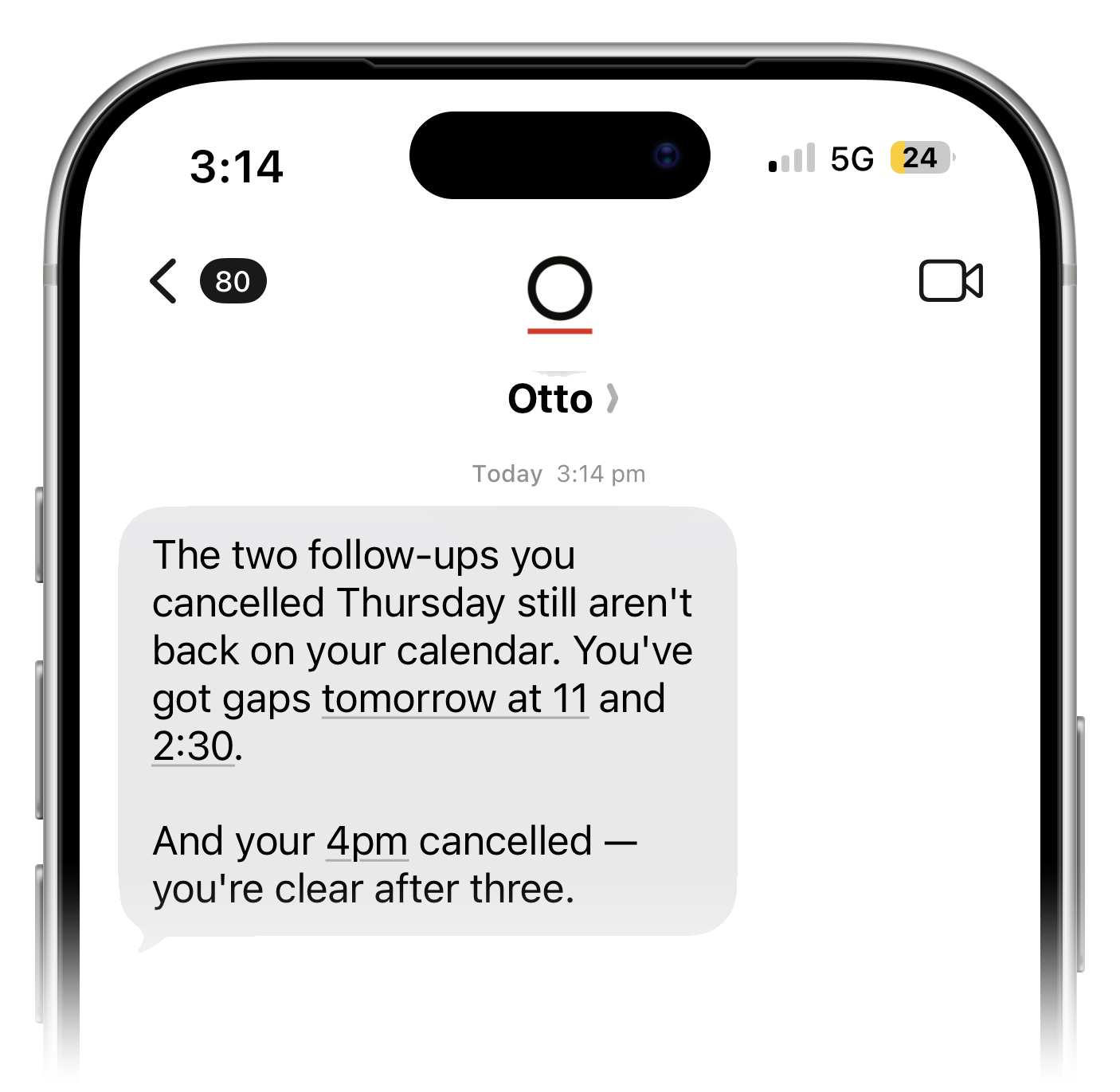 Otto texting a clinicians example