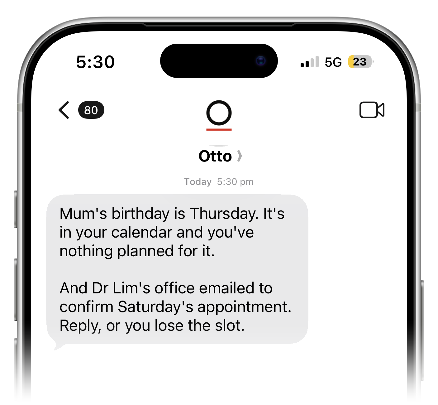 Otto texting a life admin example