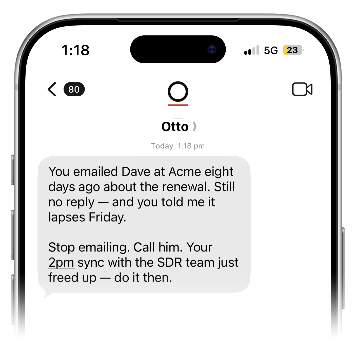 Otto texting a sales example