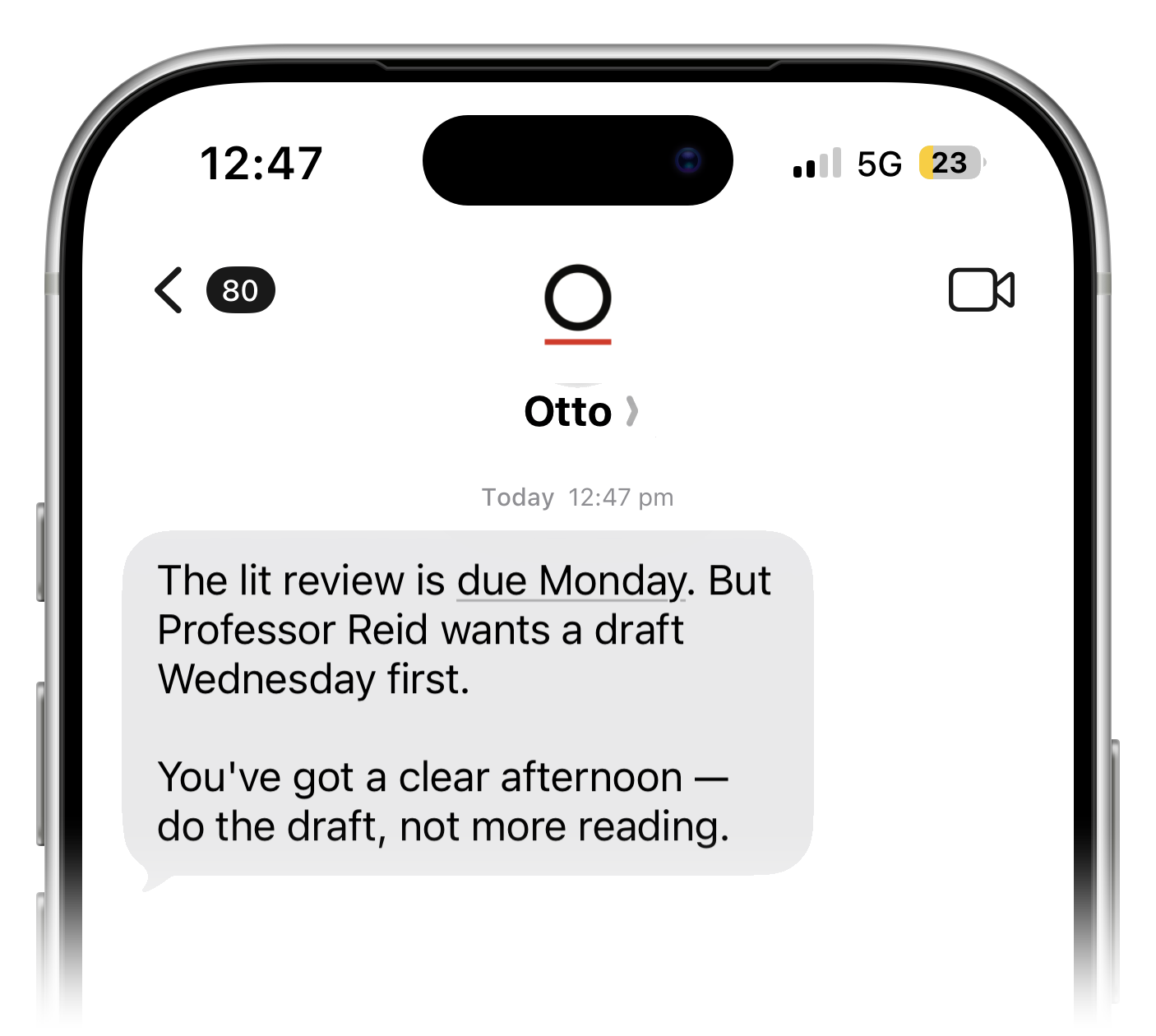 Otto texting a students example
