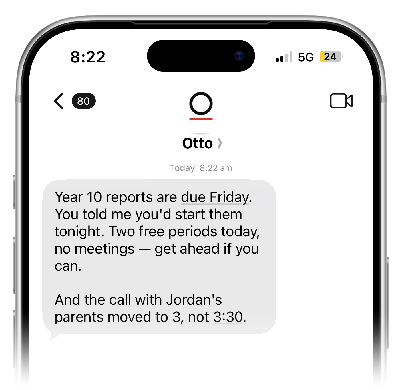Otto texting a teachers example
