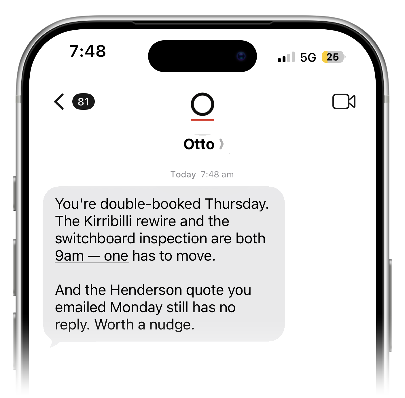 Otto texting a trades example